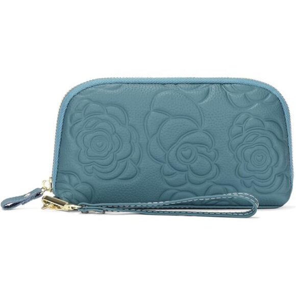 Handbags - Vegan Leather Wristlet Purses for Women Blue